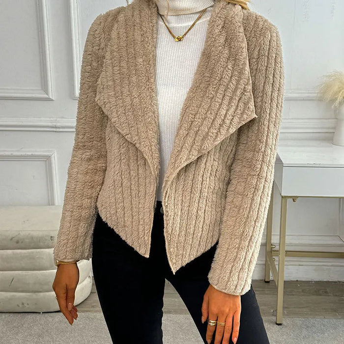 Mallory | Womens Chic Warm Textured Knit Lapel Waterfall Cardigan Jacket